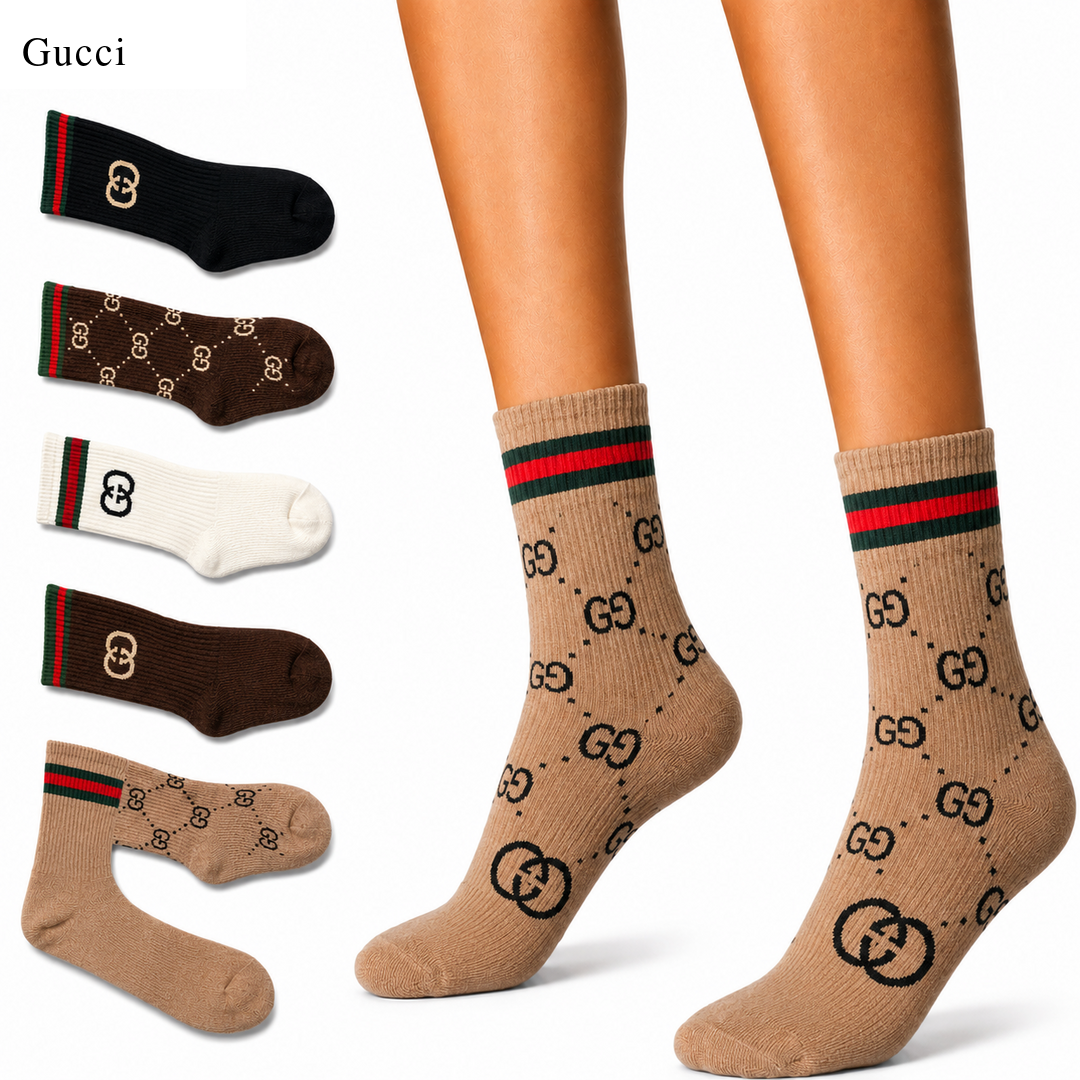 Gucci GG Logo Socks Gift Set – 5 Pairs, Individually Boxed