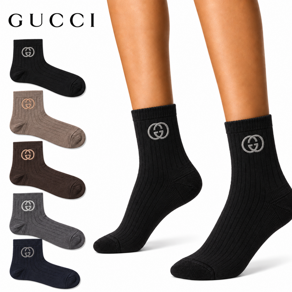 Gucci Interlocking G Ribbed Dress Socks 5-Pack – Gift Box