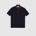 Cotton piquet polo with Web collar - navy
