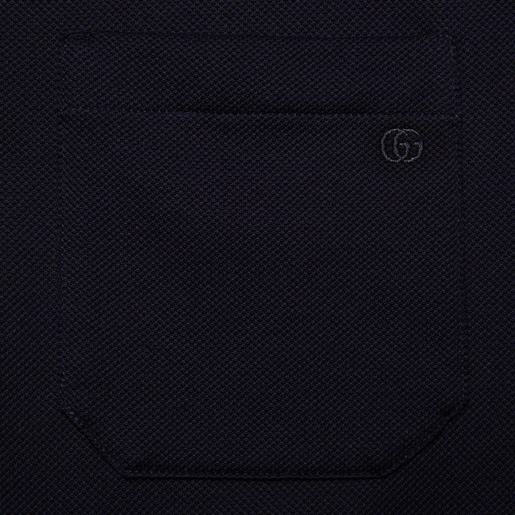 Cotton piquet polo with Web collar - navy