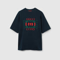 Printed cotton jersey T-shirt - navy