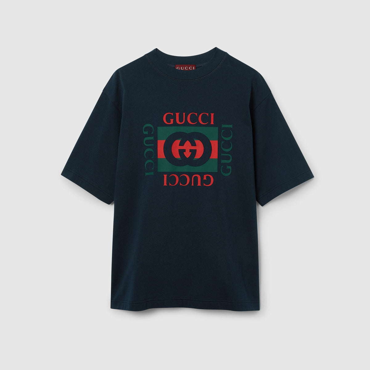 Printed cotton jersey T-shirt - navy