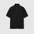 Cotton piquet polo shirt - black