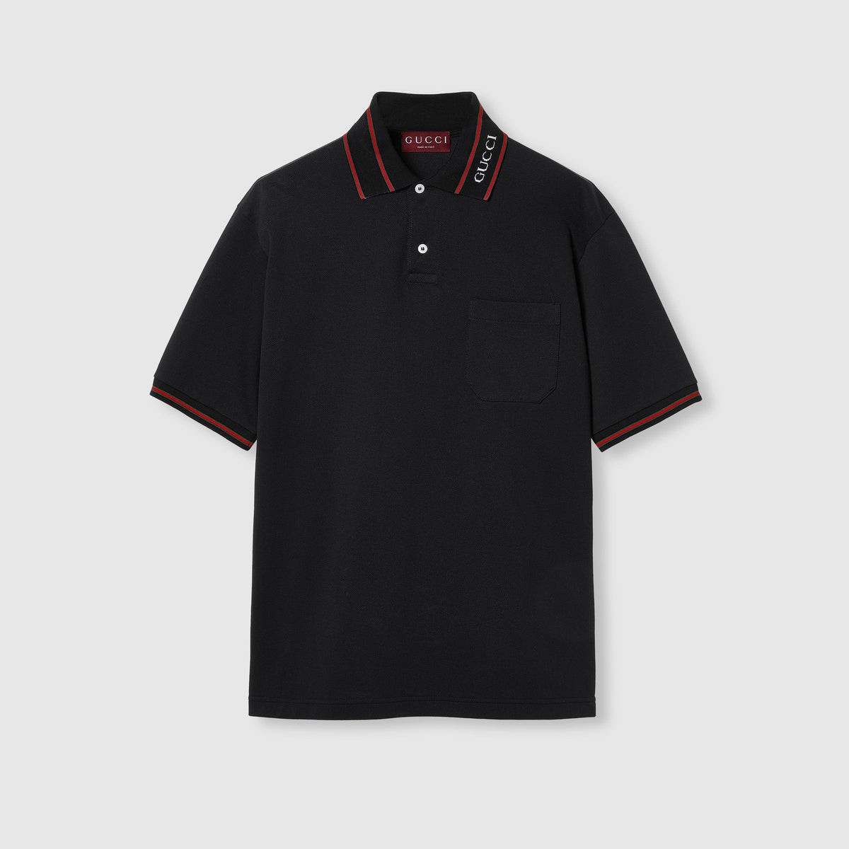 Cotton piquet polo shirt - black