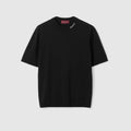 Silk cotton T-shirt with Gucci intarsia - black