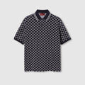 GG cotton piquet jacquard polo shirt - navy and white