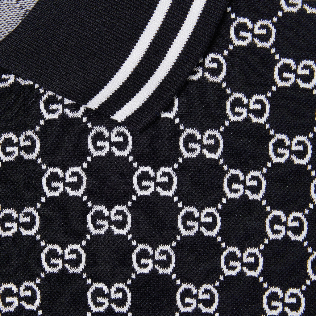 GG cotton piquet jacquard polo shirt - navy and white