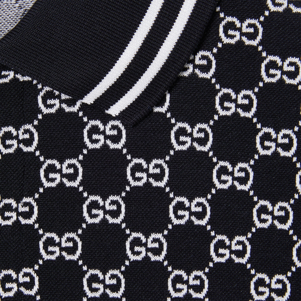 GG cotton piquet jacquard polo shirt - navy and white
