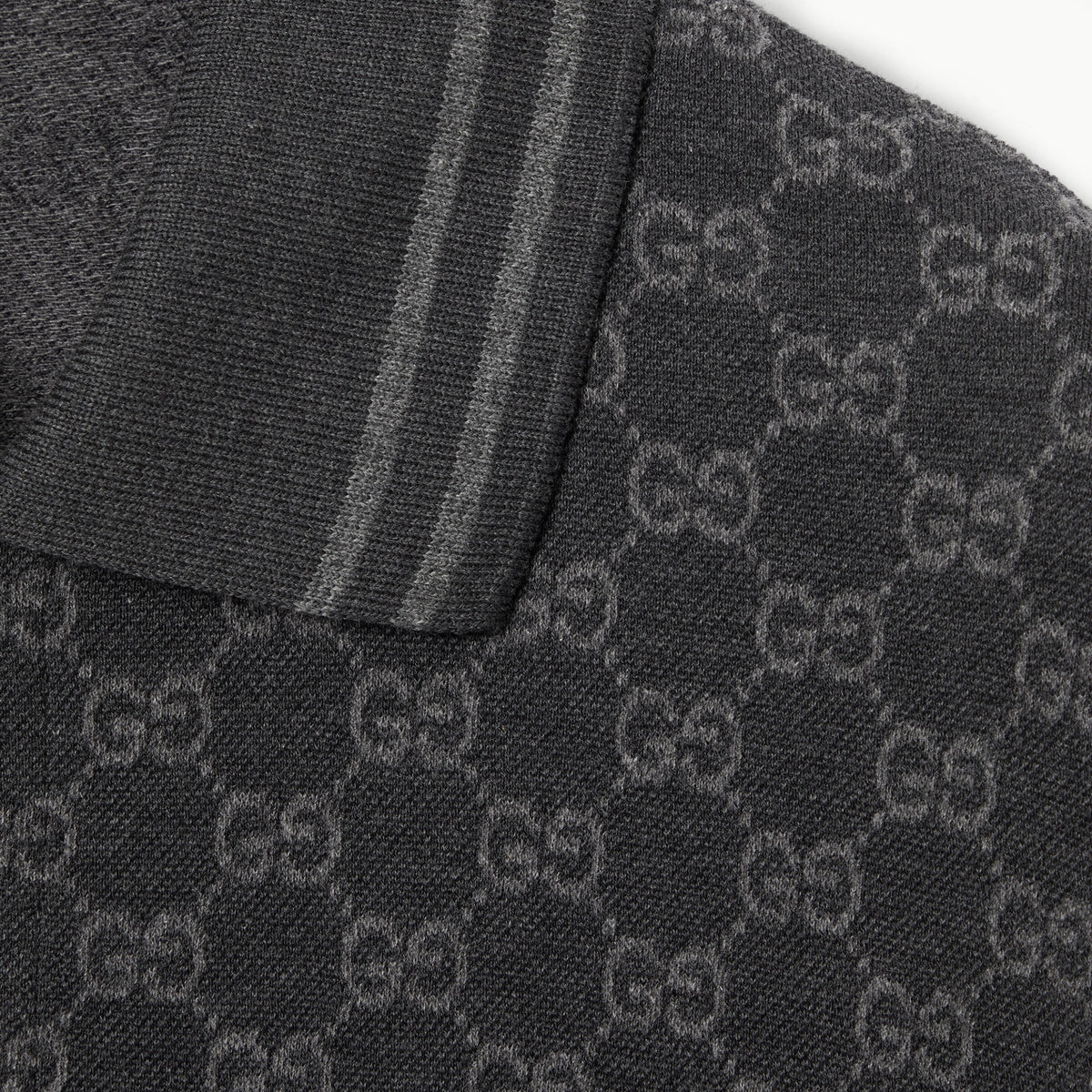 GG cotton piquet jacquard polo shirt - black and grey