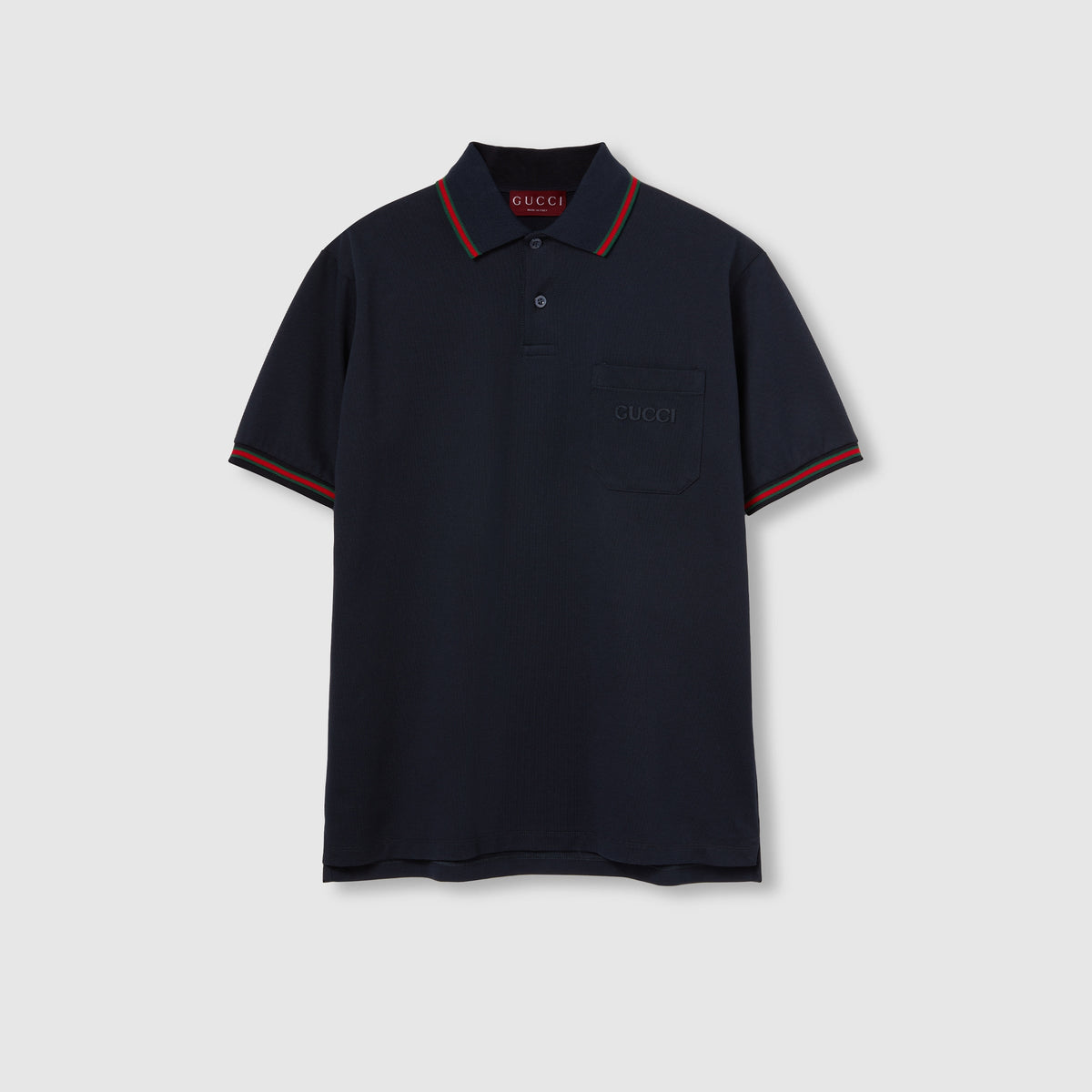 Cotton polo shirt with embroidery - dark blue
