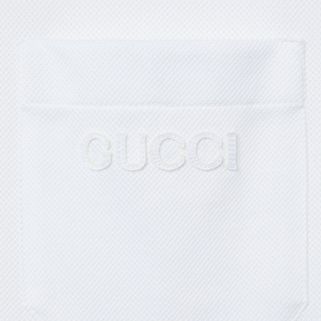 Cotton piquet polo shirt with Web - white