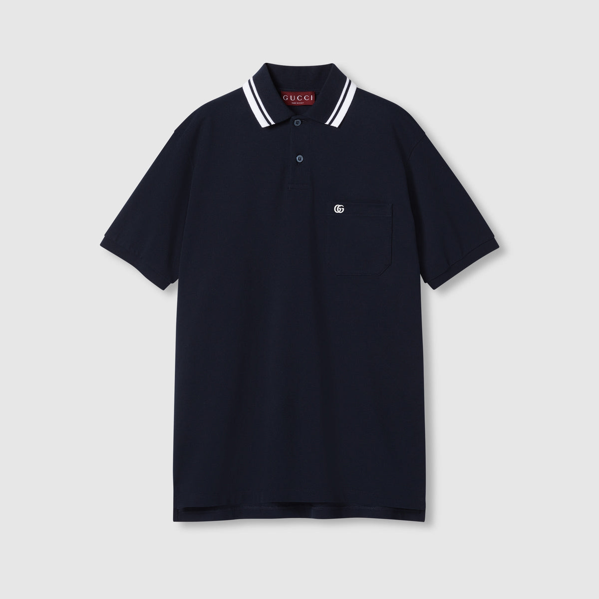 Cotton polo shirt with embroidery - navy