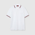 Cotton polo shirt with embroidery - off white