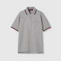 Cotton piquet polo shirt with embroidery - grey mélange