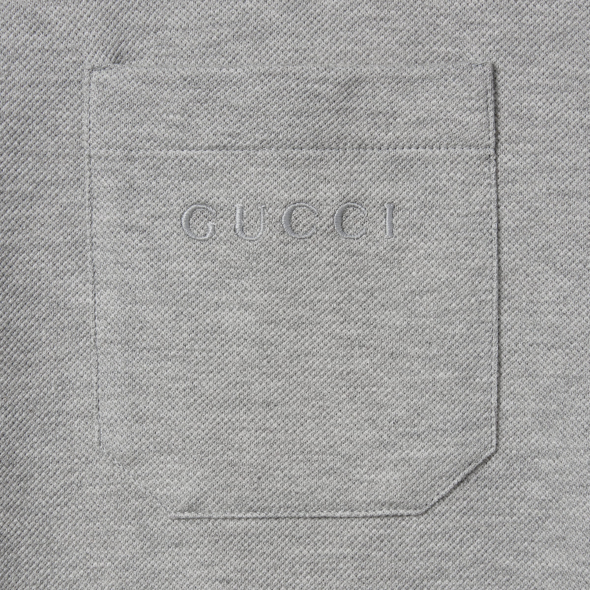 Cotton piquet polo shirt with embroidery - grey mélange