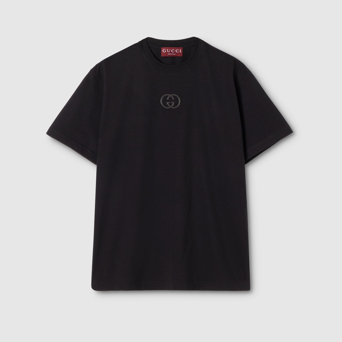 Cotton jersey T-shirt with embroidery - black