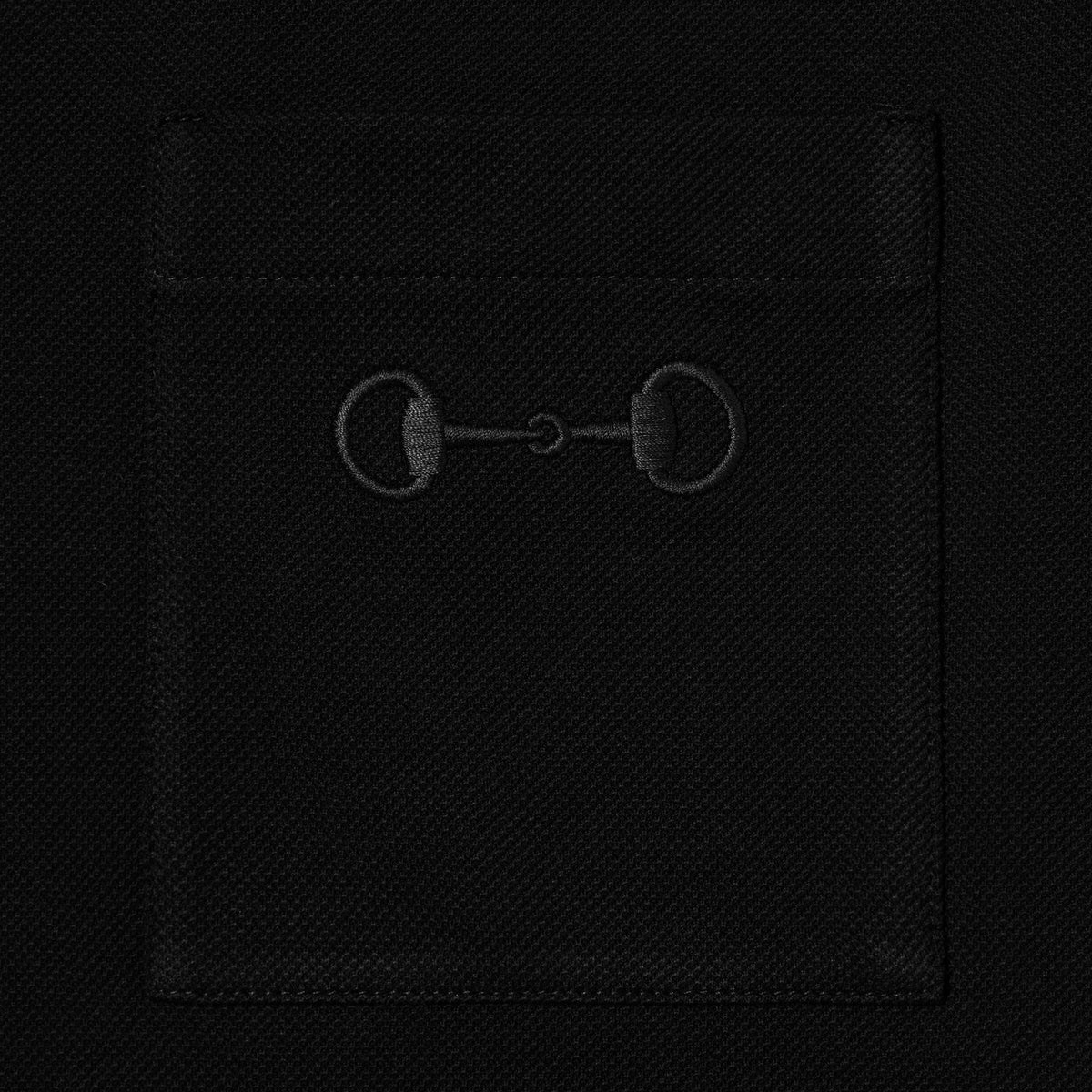Cotton piquet polo shirt with embroidery - black