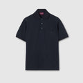 Cotton piquet polo shirt with embroidery - dark blue