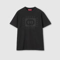 Cotton jersey T-shirt with print - black