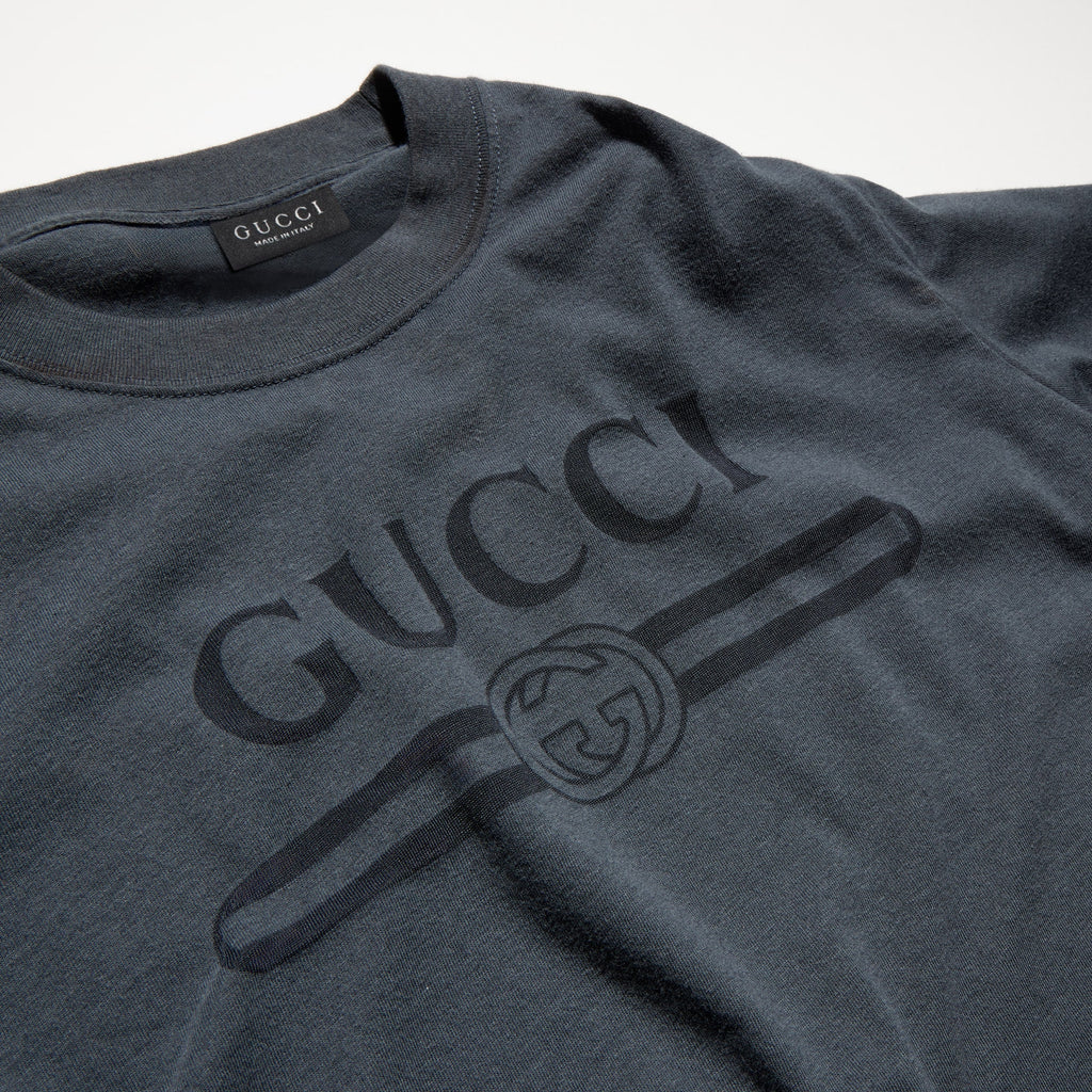 Cotton jersey T-shirt with devoré detail - dark grey