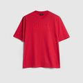 Cotton jersey T-shirt with devoré detail - red