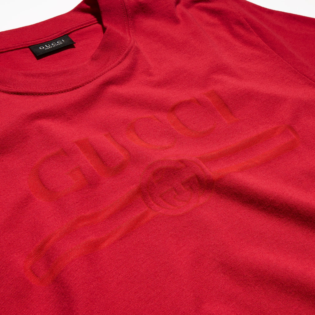 Cotton jersey T-shirt with devoré detail - red