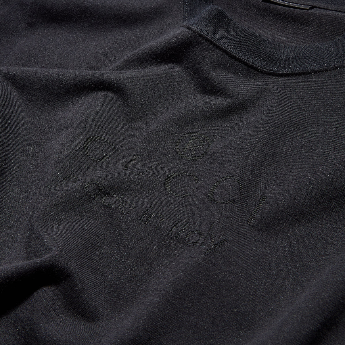 Cotton jersey T-shirt with print - black