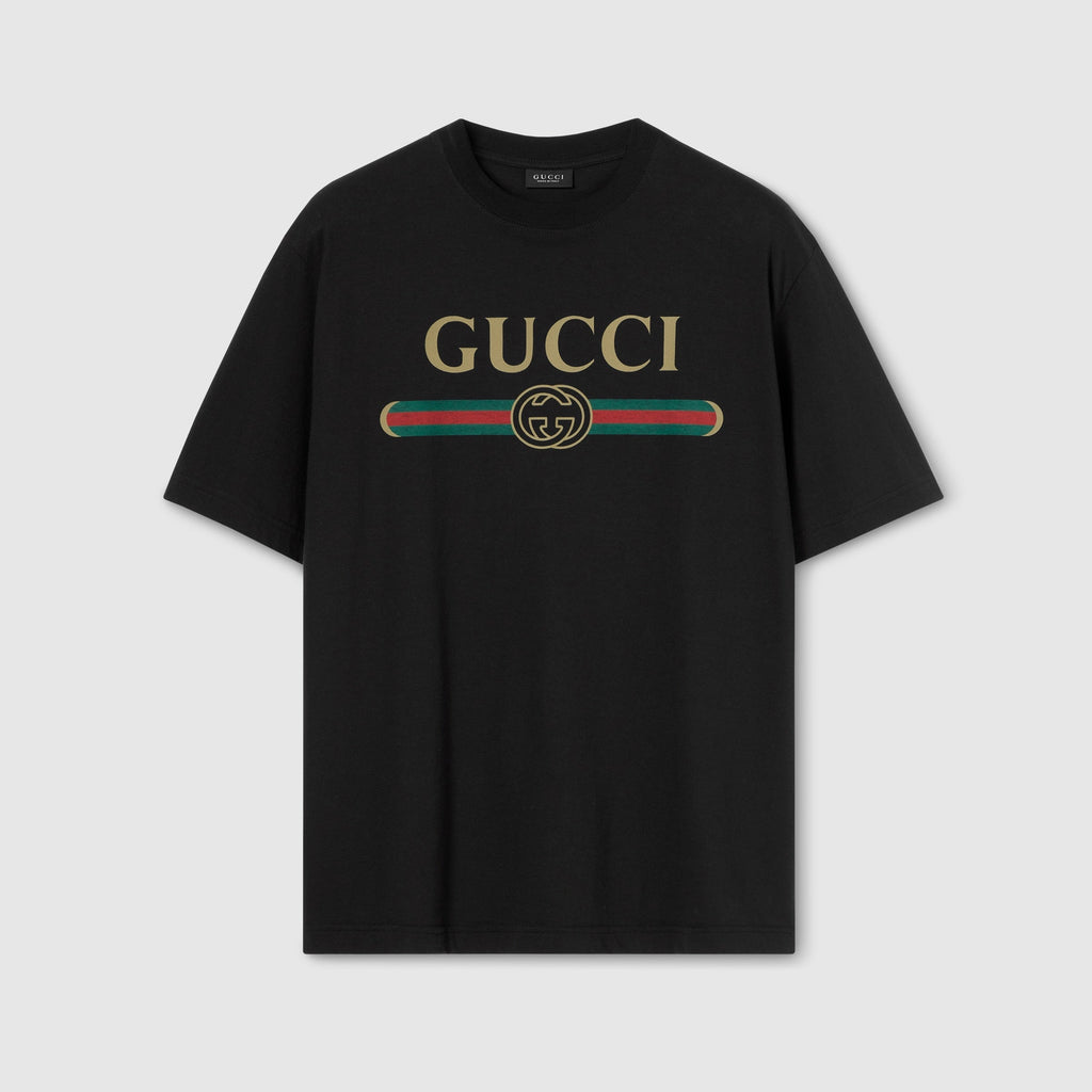 Silk blend jersey T-shirt with print - black