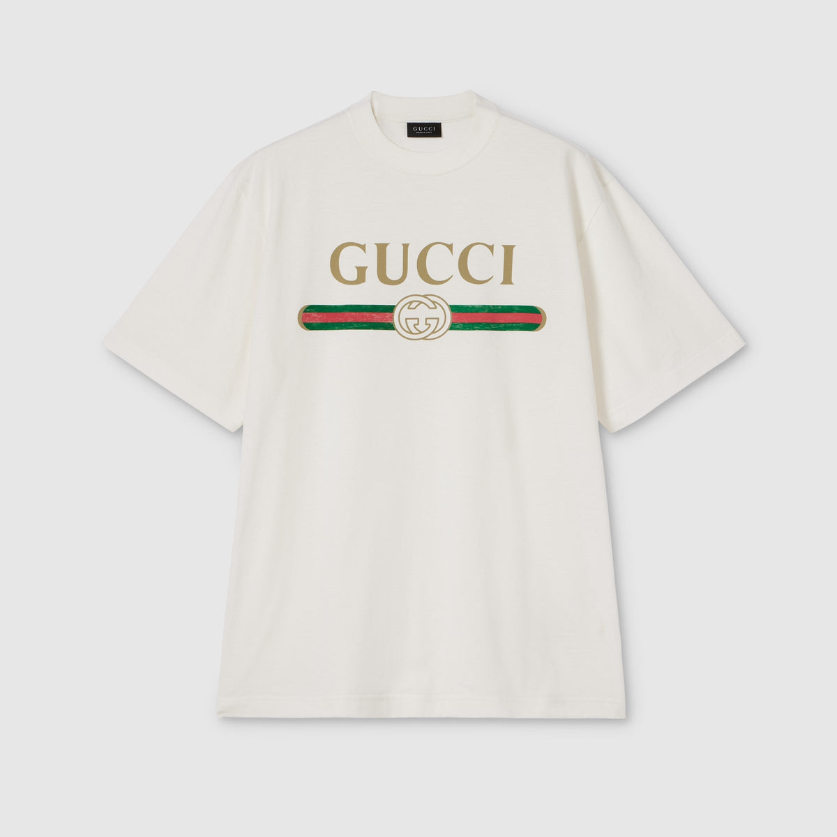Silk blend jersey T-shirt with print - off white