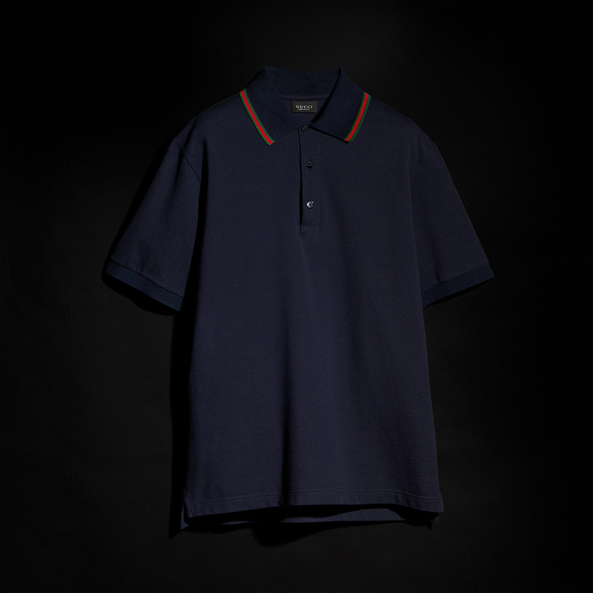 Cotton jersey piquet polo shirt - dark blue