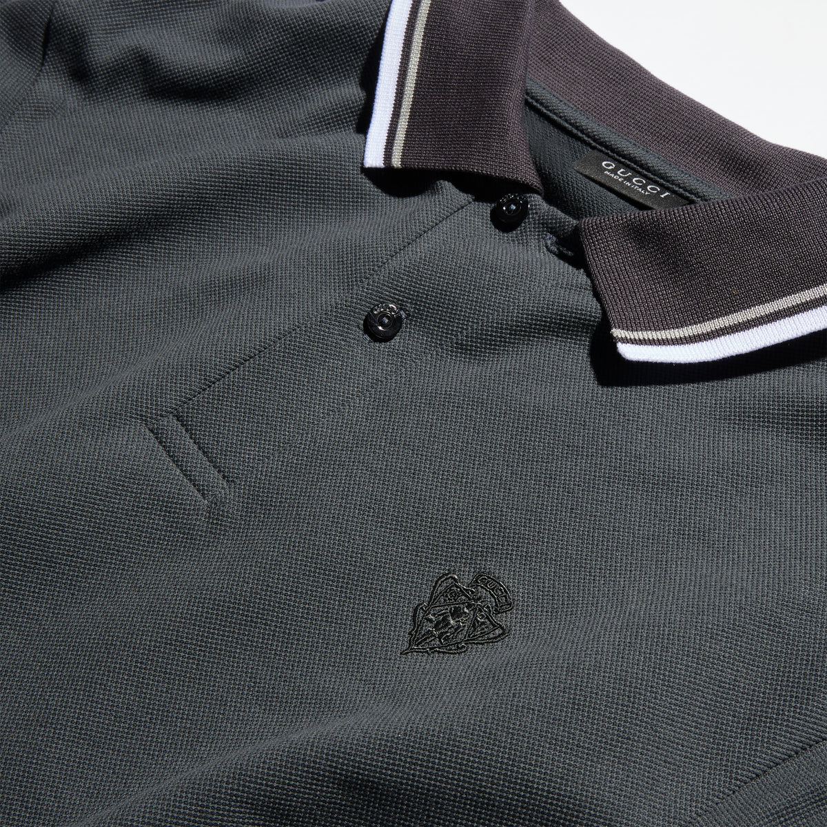 Cotton piquet polo shirt with embroidery - dark grey
