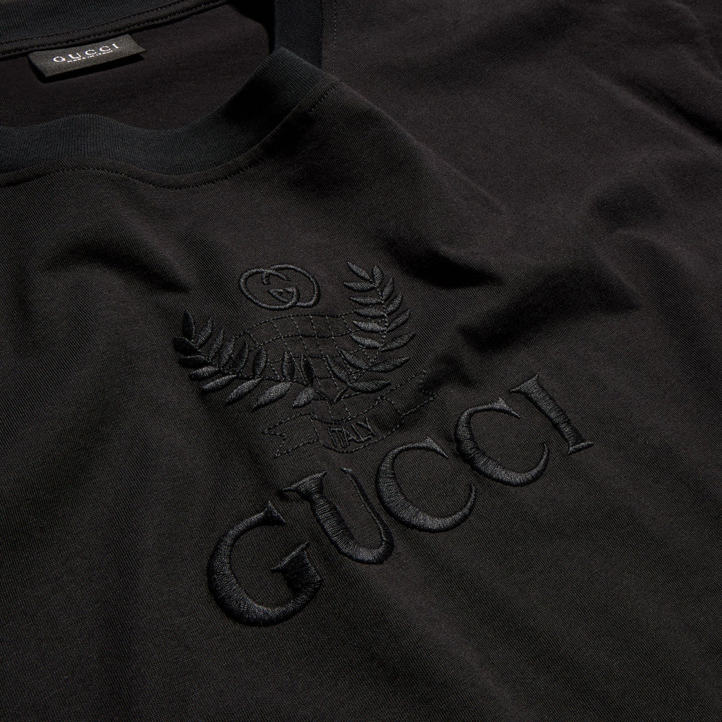 Cotton jersey T-shirt with embroidery - black
