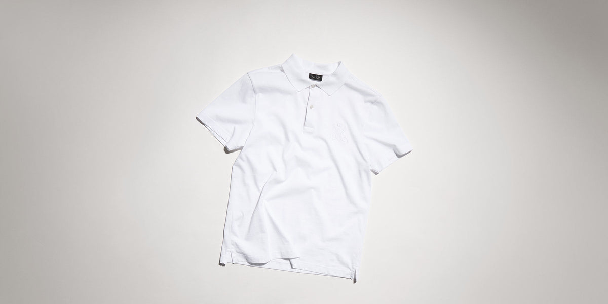 Cotton jersey polo shirt with embroidery - white