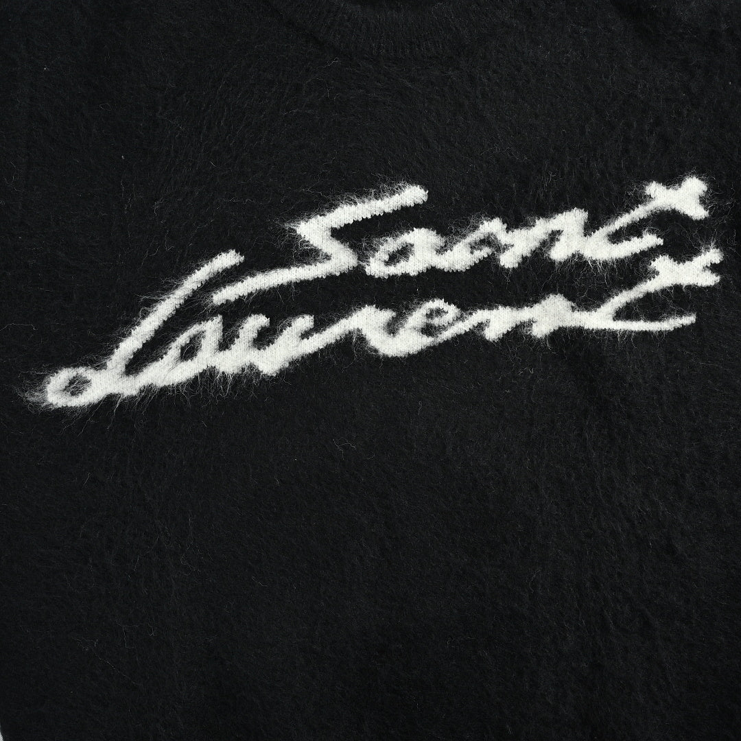 SAINT LAURENT Script Logo Crew-Neck Sweater