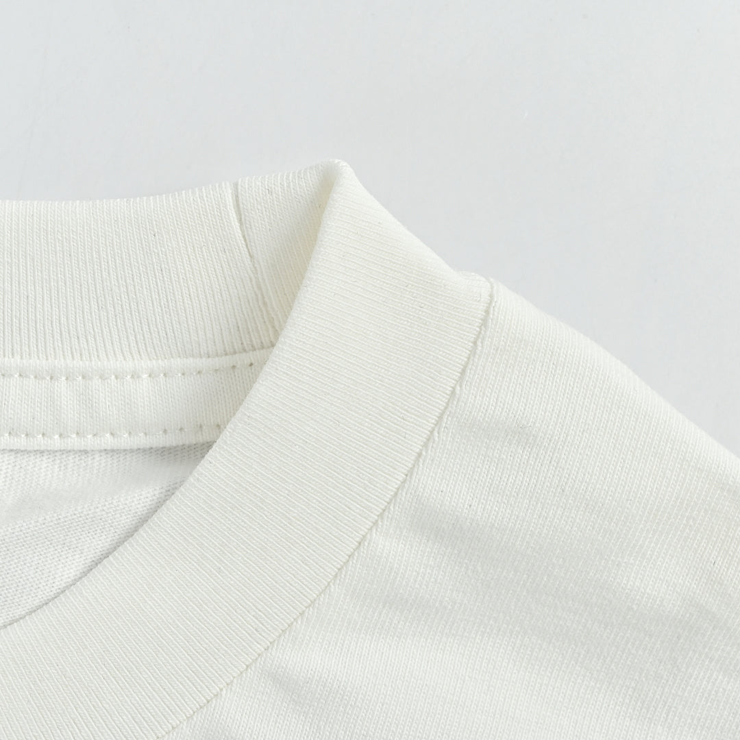 SAINT LAURENT White Crew-Neck T-Shirt with Hem Label