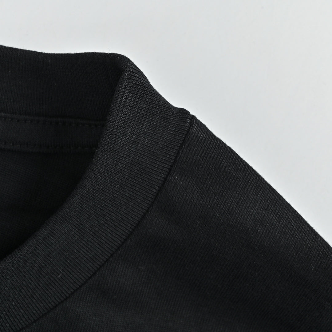 SAINT LAURENT Black Crew-Neck T-Shirt with Hem Label