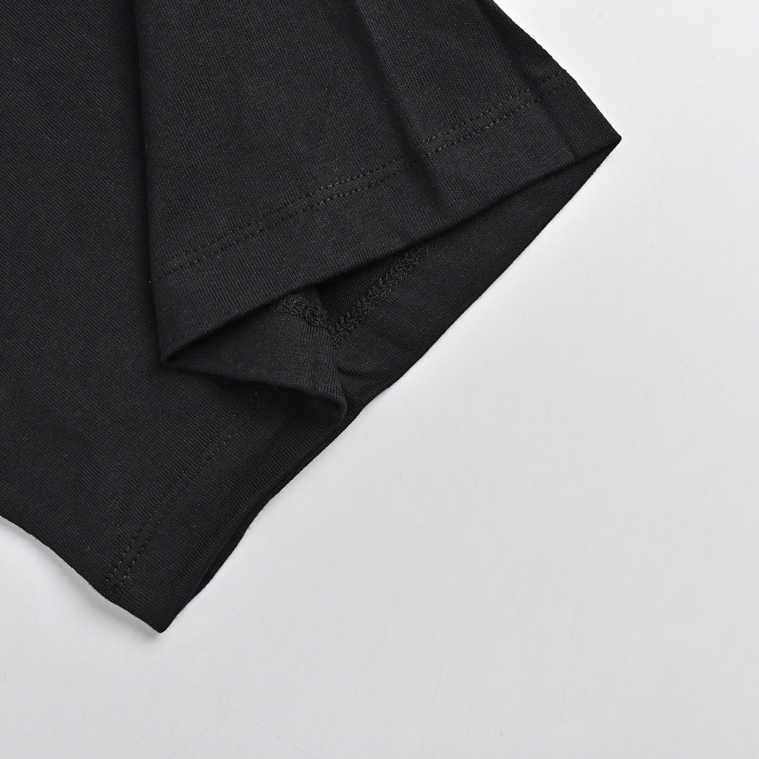 SAINT LAURENT Black Crew-Neck T-Shirt with Hem Label