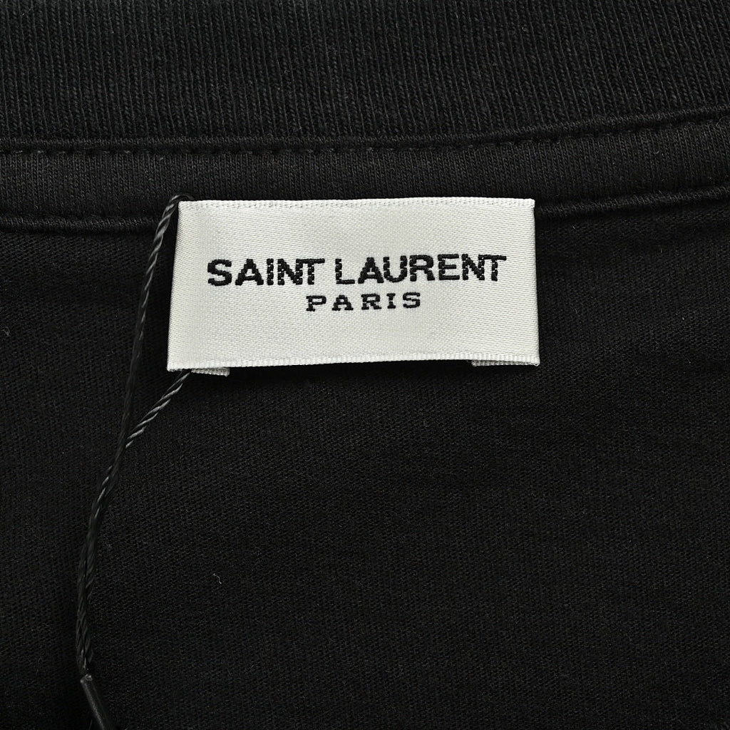 SAINT LAURENT Black Script Logo Crew-Neck T-Shirt