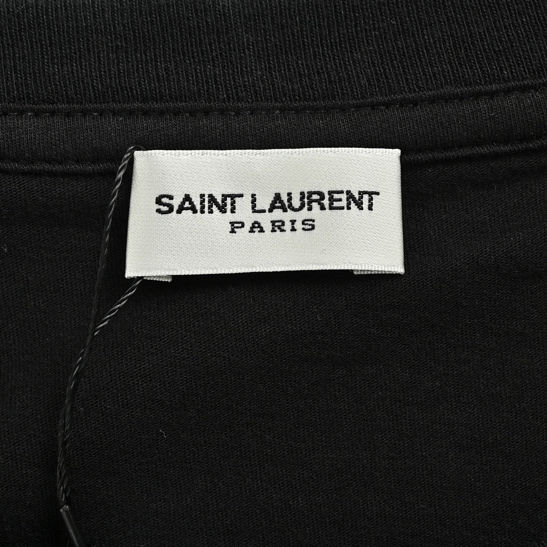 SAINT LAURENT Black Script Logo Crew-Neck T-Shirt