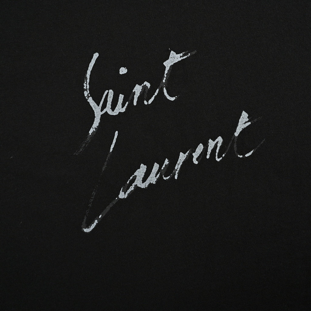 SAINT LAURENT Black Script Logo Crew-Neck T-Shirt