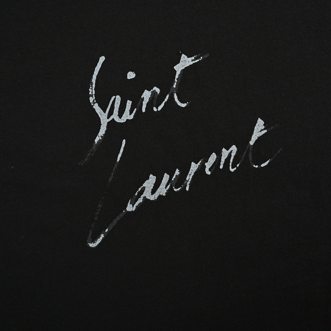 SAINT LAURENT Black Script Logo Crew-Neck T-Shirt