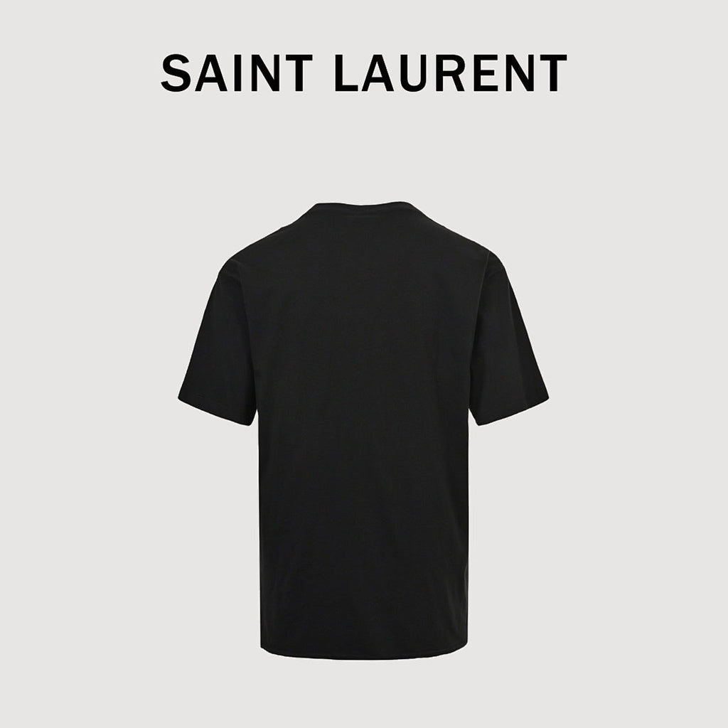 SAINT LAURENT Black Script Logo Crew-Neck T-Shirt