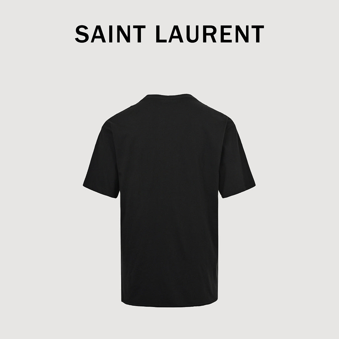 SAINT LAURENT Black Script Logo Crew-Neck T-Shirt