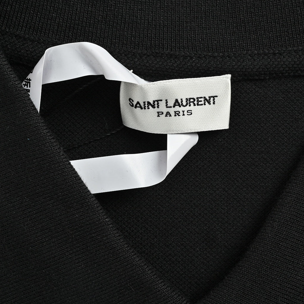 SAINT LAURENT Short-Sleeve Polo with Tonal Embroidered Monogram
