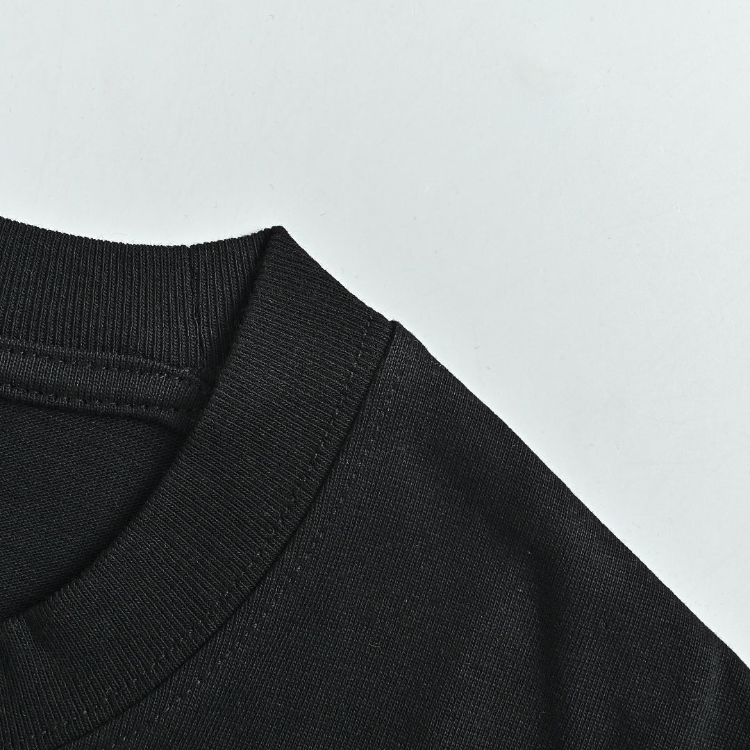 SAINT LAURENT Black Embroidered Monogram T-Shirt
