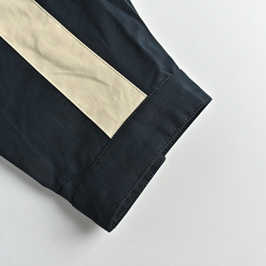 SAINT LAURENT Embroidered Stripe Stand-Collar Zip Jacket
