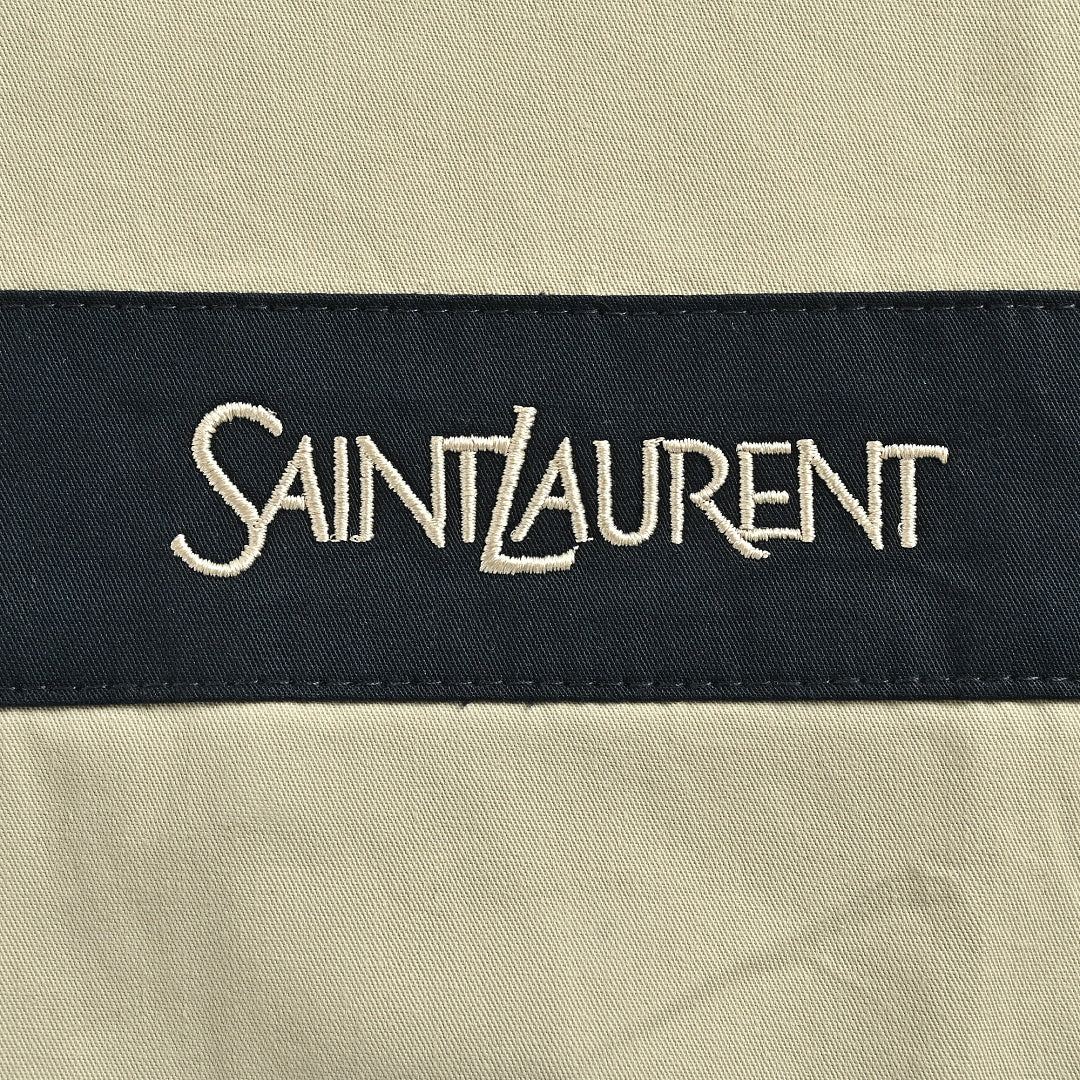 SAINT LAURENT Embroidered Stripe Stand-Collar Zip Jacket