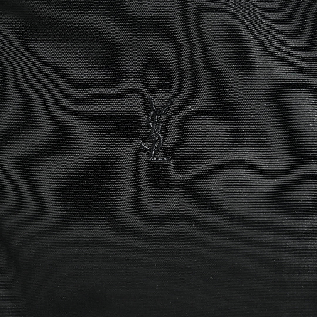 SAINT LAURENT Black Stand-Collar Monogram Zip Jacket