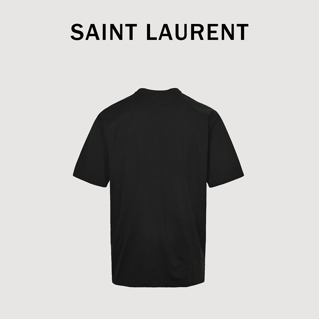 SAINT LAURENT Embroidered Monogram Crew-Neck T-Shirt