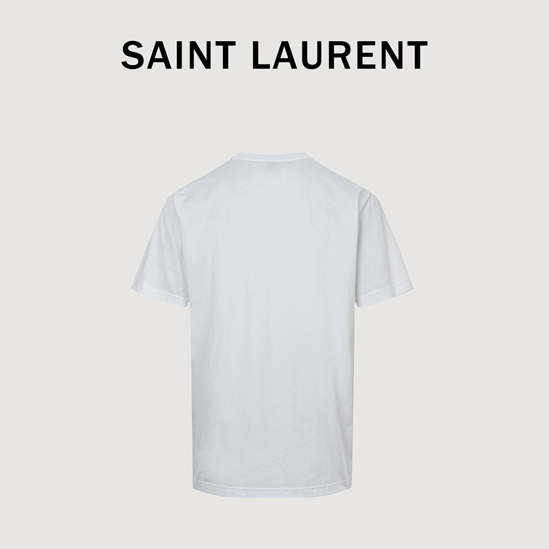 SAINT LAURENT Embroidered Monogram Crew-Neck T-Shirt